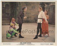 8r011 COURT JESTER color 8x10 still '55 Basil Rathbone has Danny Kaye & Glynis Johns at swordpoint!