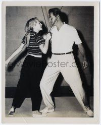8r247 DIANE candid 8.25x10.25 still '56 Lana Turner learning to fence from husband Lex Barker!