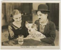 8r257 DOG'S LIFE 8x10 still R20s Charlie Chaplin & Edna Purviance smiling at dog between them!