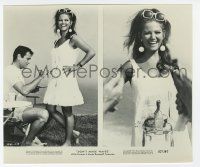 8r270 DON'T MAKE WAVES candid 8x9.25 still '67 Tony Curtis painting on Claudia Cardinale's dress!