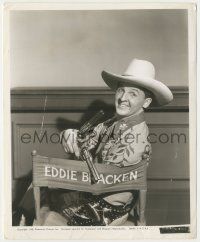 8r287 DUFFY'S TAVERN candid 8.25x10 still '45 great image of Eddie Bracken w/guns in his chair!