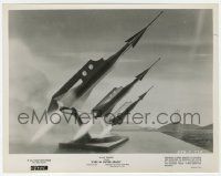 8r314 EYES IN OUTER SPACE 8x10.25 still '59 great Disney art of trio of rockets about to blast off!