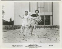8r412 GRADUATE 8x10.25 still '68 Dustin Hoffman & Katharine Ross run from church at film's climax!