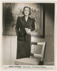 8r486 JANE WYMAN 8x10 still '40s standing portrait in black dress holding book!