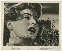 8r518 JOAN OF ARC 8.25x10 still '48 close up art of Ingrid Bergman with battle scenes behind her!