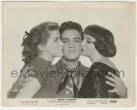 8r544 KING CREOLE 8x10.25 still '58 Elvis Presley being kissed by Carolyn Jones & Dolores Hart!
