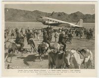 8r583 LOST HORIZON 8x10 still '37 men running & on horses chase plane taking off, Frank Capra!