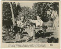 8r588 LOVE IN THE AFTERNOON 8.25x10.25 still '57 aging Gary Cooper having picnic w/Audrey Hepburn!