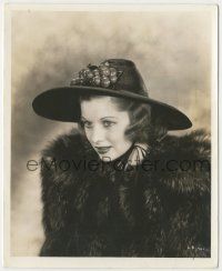 8r591 LUCILLE BALL 8x10 still '38 wonderful portrait in fur coat with fruit hat by Bachrach!