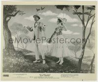 8r632 MARY POPPINS 8.25x9.75 still '64 Dick Van Dyke & Julie Andrews by cartoon background, Disney