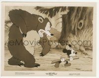 8r735 POINTER 8x10.25 still '39 Disney cartoon, ferocious bear sneaks up on hunter Mickey Mouse!