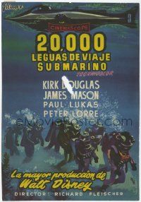 8s073 20,000 LEAGUES UNDER THE SEA Spanish herald '55 Jules Verne classic, different MCP art!