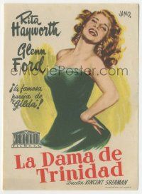 8s088 AFFAIR IN TRINIDAD Spanish herald '54 best art of sexiest smiling Rita Hayworth by Jano!