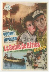 8s090 AFRICAN QUEEN Spanish herald '52 different image of Humphrey Bogart & Katharine Hepburn!