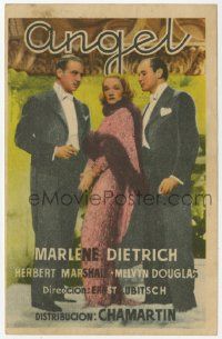 8s103 ANGEL Spanish herald '42 Marlene Dietrich between Melvyn Douglas & Herbert Marshall!