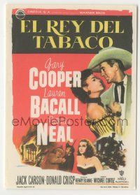 8s156 BRIGHT LEAF Spanish herald '50 great Albericio art of Gary Cooper & sexy Lauren Bacall!