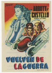 8s158 BUCK PRIVATES COME HOME Spanish herald '52 art of Bud Abbott & Lou Costello in wacky car!