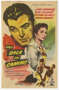 8s160 BULLET IS WAITING Spanish herald '55 different Ripoll art of Jean Simmons & Rory Calhoun!