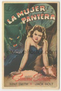 8s181 CAT PEOPLE Spanish herald '47 Val Lewton, art of sexy Simone Simon by black panther!