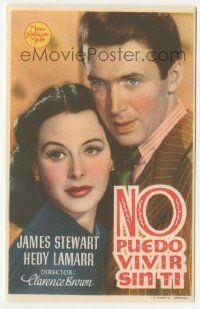 8s193 COME LIVE WITH ME Spanish herald '47 different portrait of James Stewart w/sexy Hedy Lamarr!