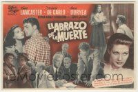 8s206 CRISS CROSS Spanish herald '50 Burt Lancaster, Yvonne De Carlo, film noir, different images!