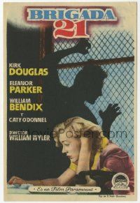 8s224 DETECTIVE STORY Spanish herald '52 distraught Eleanor Parker by Kirk Douglas silhouette!