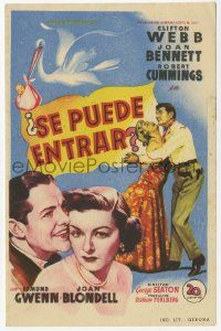 8s267 FOR HEAVEN'S SAKE Spanish herald '50 Webb as Mr. Belvedere, Bennett, Cummings, Soligo art!