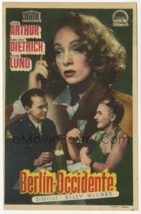8s269 FOREIGN AFFAIR Spanish herald '50 Jean Arthur & sexy Marlene Dietrich, John Lund, different!