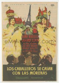 8s291 GENTLEMEN MARRY BRUNETTES Spanish herald '56 great MCP art of Jane Russell & Jeanne Crain!