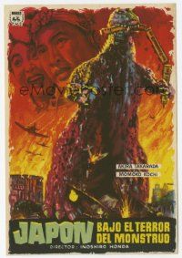 8s301 GODZILLA Spanish herald '56 Gojira, Toho, sci-fi classic, cool Mac Gomez monster art!