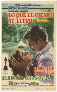 8s303 GONE WITH THE WIND Spanish herald R62 romantic c/u of Clark Gable & Vivien Leigh, classic!