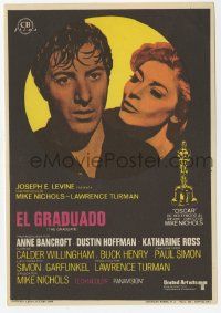 8s308 GRADUATE Spanish herald '69 great close up of Dustin Hoffman & Anne Bancroft, Mike Nichols!