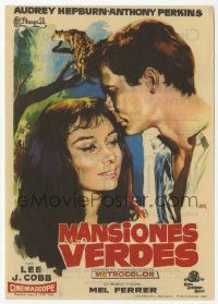 8s316 GREEN MANSIONS Spanish herald '61 different Jano art of Audrey Hepburn & Anthony Perkins!