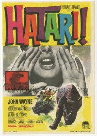 8s328 HATARI Spanish herald '62 Howard Hawks, John Wayne in Africa, different art by Mac Gomez!