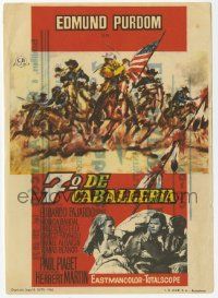 8s336 HEROES OF FORT WORTH Spanish herald '66 great art of Edmund Purdom & cavalry charging!