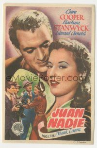 8s465 MEET JOHN DOE Spanish herald '48 Gary Cooper & Barbara Stanwyck, Frank Capra, different!