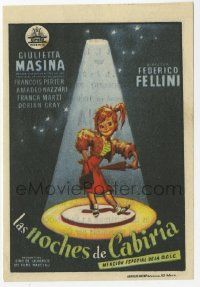 8s502 NIGHTS OF CABIRIA Spanish herald '57 Fellini's La Notti di Cabiria, art of Giulietta Masina!