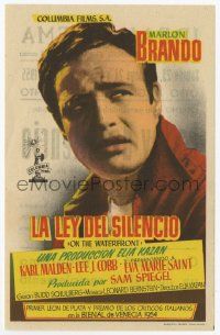 8s514 ON THE WATERFRONT Spanish herald '55 directed by Elia Kazan, great close up of Marlon Brando!