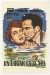 8s541 PLACE IN THE SUN Spanish herald R82 Jano art of Montgomery Clift & Elizabeth Taylor!
