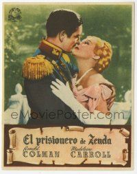 8s547 PRISONER OF ZENDA Spanish herald '42 c/u of Ronald Colman about to kiss Madeleine Carroll!