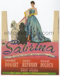 8s589 SABRINA die-cut Spanish herald '55 Audrey Hepburn with her poodle dogs, Billy Wilder!