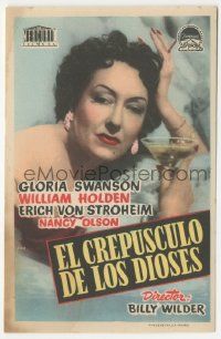 8s647 SUNSET BOULEVARD Spanish herald '52 different close up of Gloria Swanson with drink!