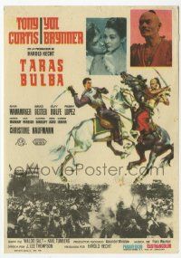 8s651 TARAS BULBA Spanish herald '63 great art of Tony Curtis & Yul Brynner battling on horses!