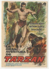 8s656 TARZAN'S GREATEST ADVENTURE Spanish herald '60 different art of Gordon Scott vs. lion!