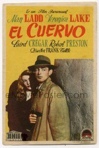 8s672 THIS GUN FOR HIRE Spanish herald '40s great c/u of Alan Ladd with gun & sexy Veronica Lake!