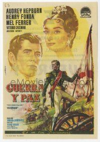 8s719 WAR & PEACE Spanish herald '61 Albericio art of Audrey Hepburn, Henry Fonda & Mel Ferrer!