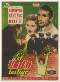 8s738 WITNESS TO MURDER Spanish herald '54 no one believes Barbara Stanwyck except the murderer!