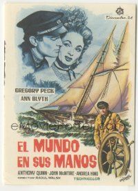 8s743 WORLD IN HIS ARMS Spanish herald R60s Gregory Peck & Ann Blyth, different Xaneto art!