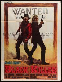 8t623 BLACK KILLER French 1p '73 Franco spaghetti western art of Klaus Kinski on wanted poster!