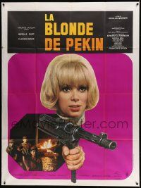 8t630 BLONDE FROM PEKING French 1p '67 great image of sexy Mireille Darc with machine gun!